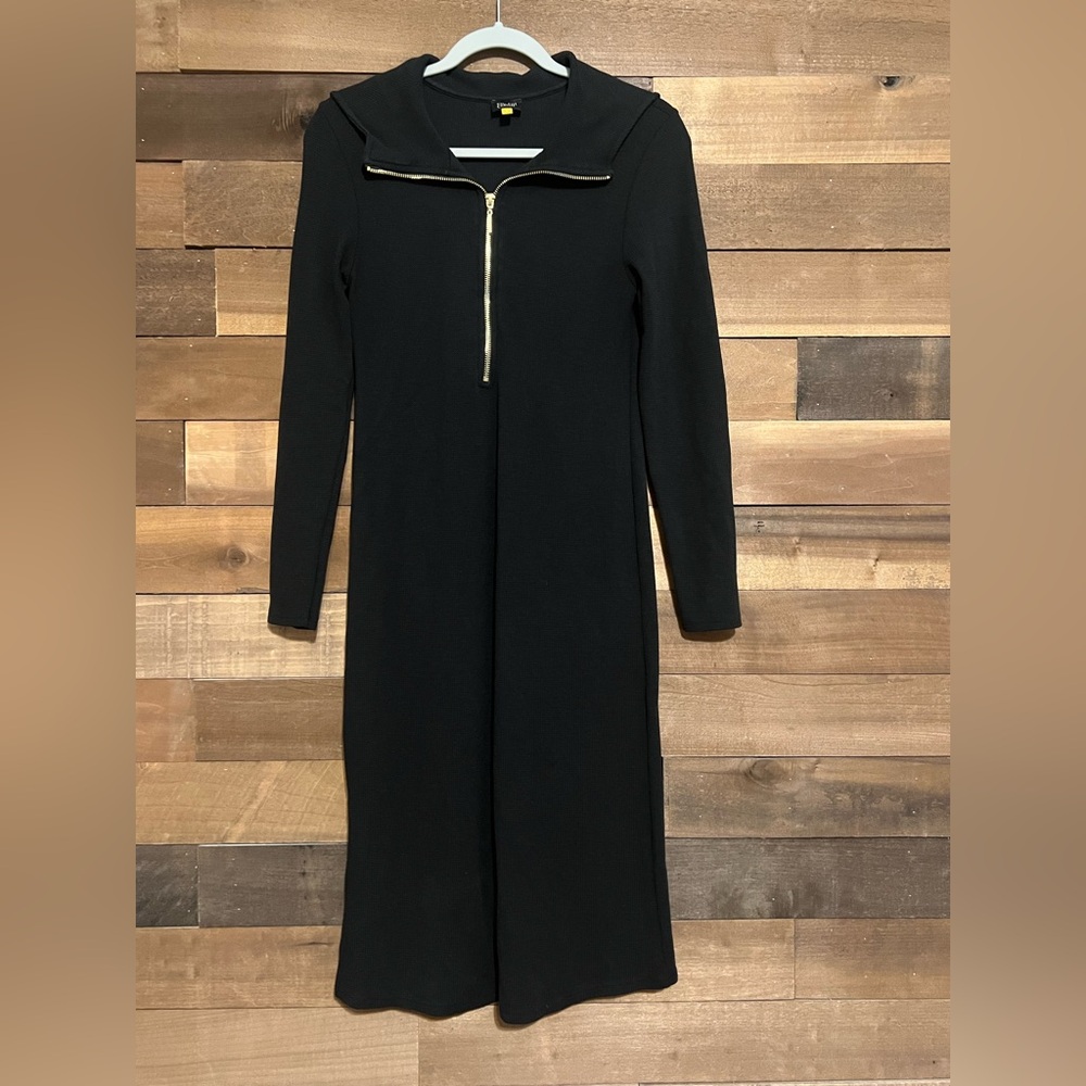 Cache Cœur Black Favo Maternity Nursing Half-Zip Midi Sweater Dress Size Small